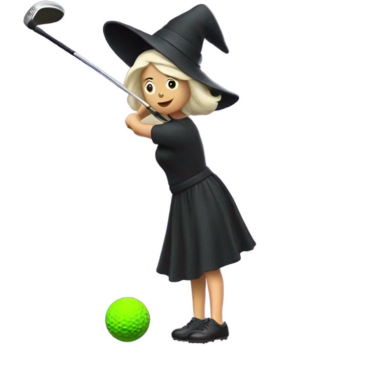 Witch swinging a golf driver emoji