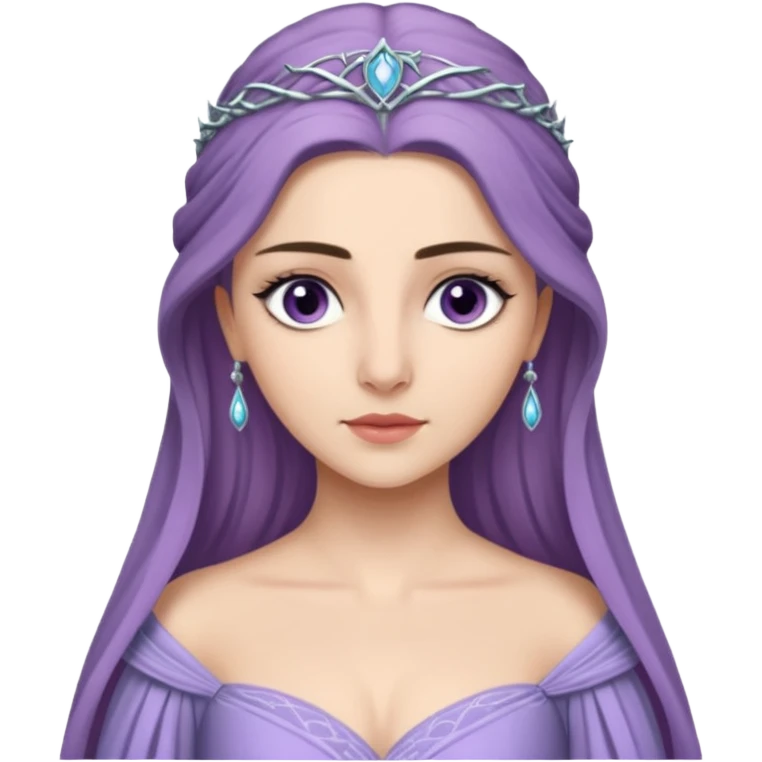 Hande Erçel as a lady from game of thrones from Starfall. She has lilac-gray eyes. emoji