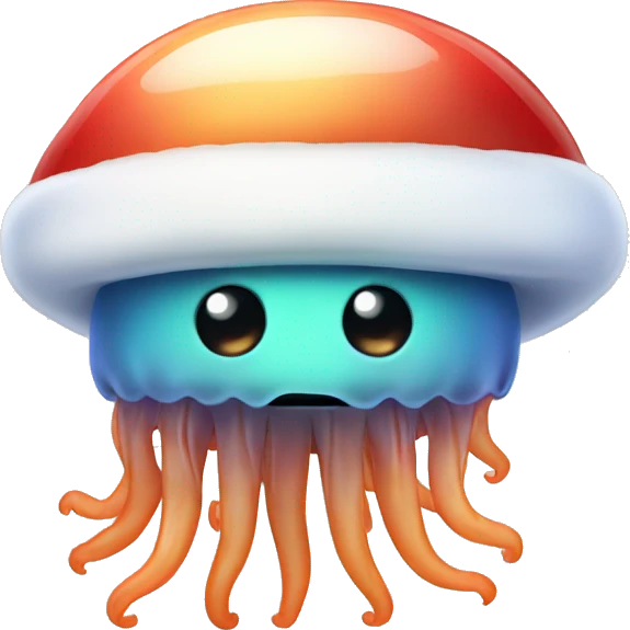 jellyfish with a santa hat emoji