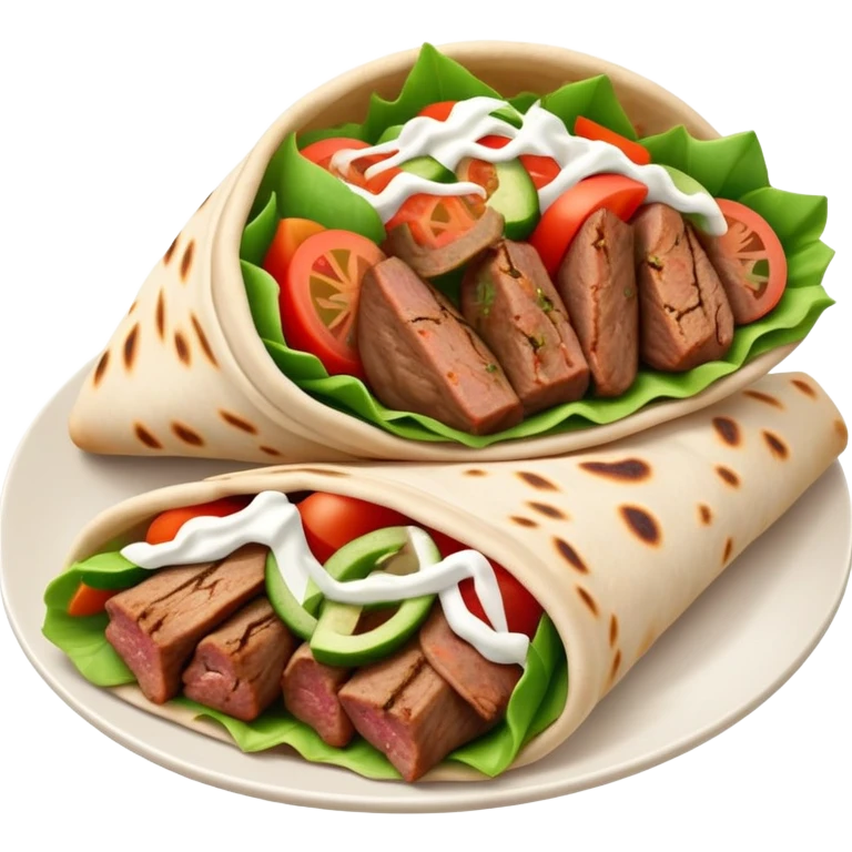 cinematic-realistic-gyros-dish-emoji,-showcasing-succulent,-spiced-meat-wrapped-in-pita-with-fresh-vegetables-rendered-with-lifelike-detail-and-dynamic,-appetizing-lighting. emoji