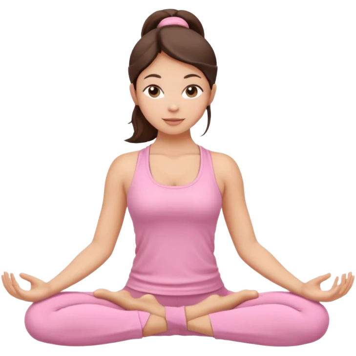 Brunette yoga girl light pink clothes n emoji