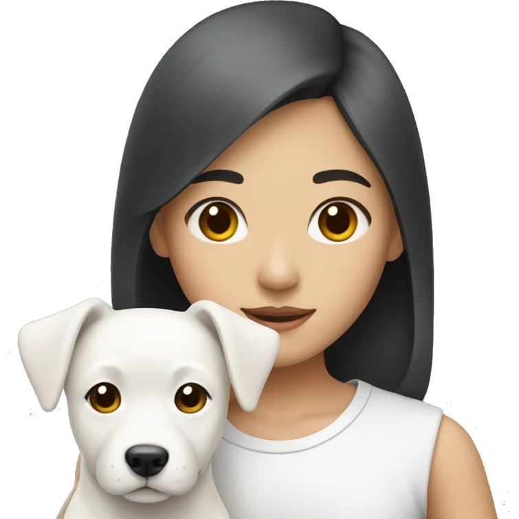 Asian girl with white dog emoji