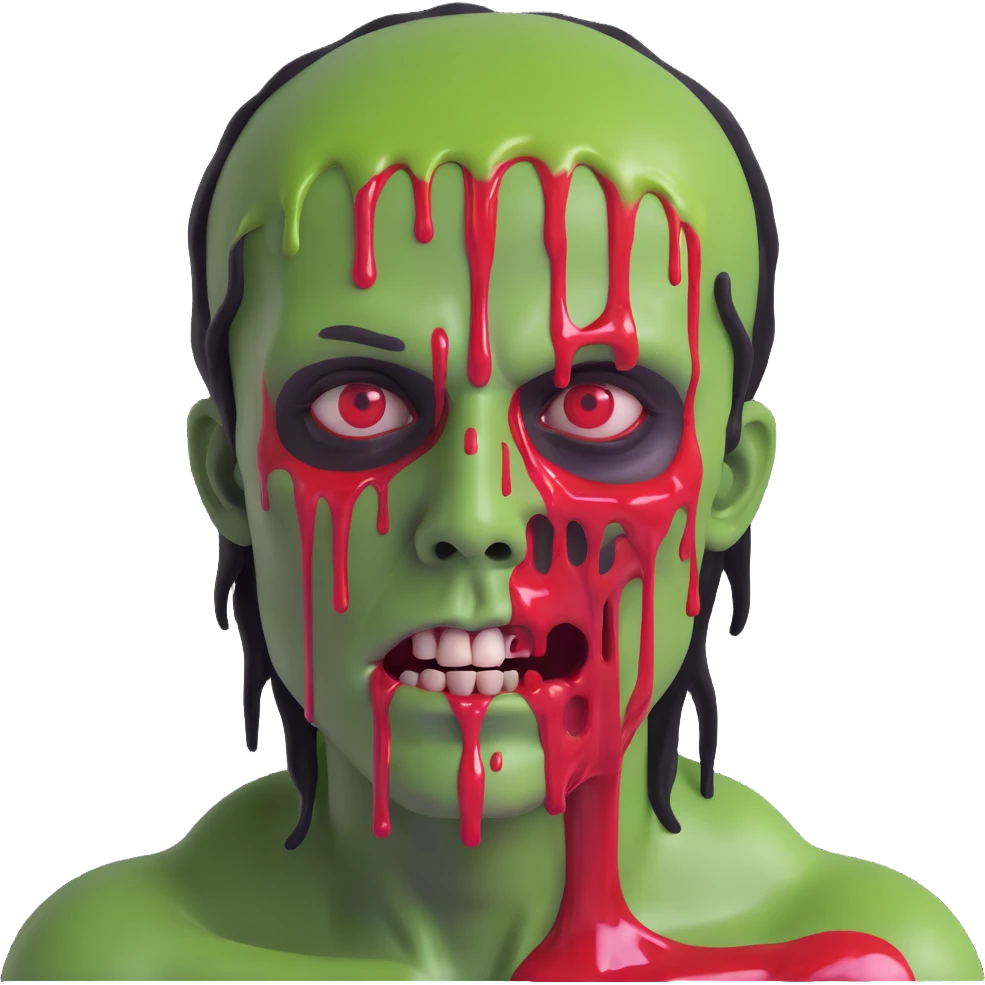 zombie man with blood slime dripping from his face emoji