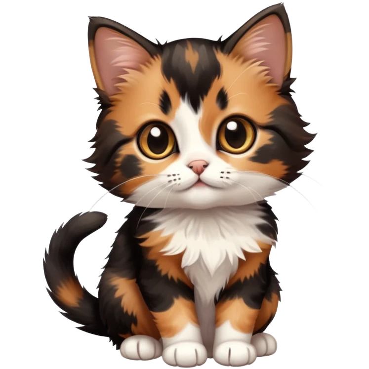 A young black and brown calico kitten emoji