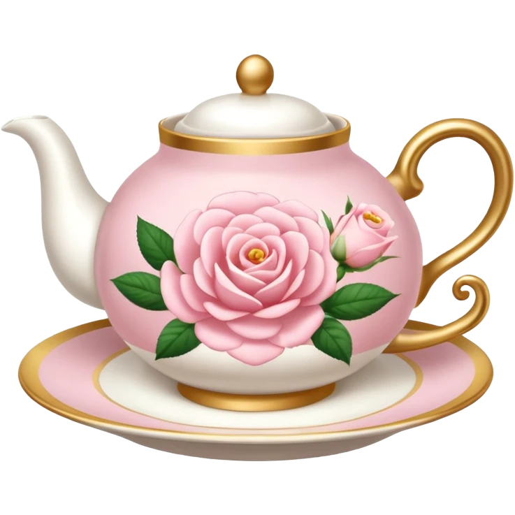 Milk rose tea in a beautiful tea party white and golden  floral cups  emoji