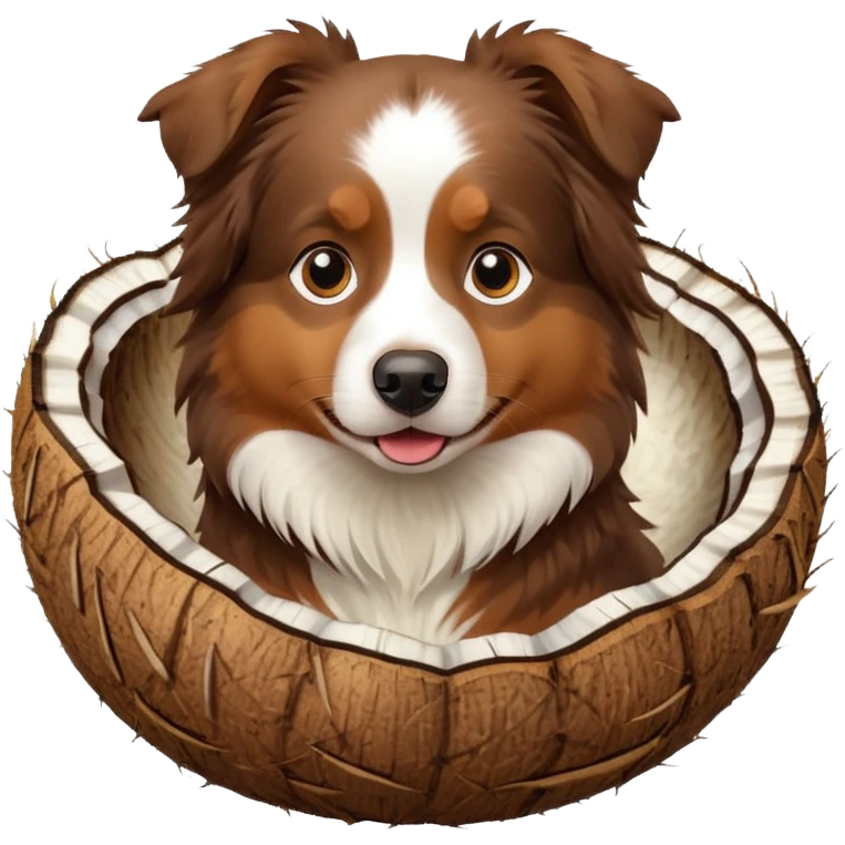 dog Australian shepherd in a coconut emoji