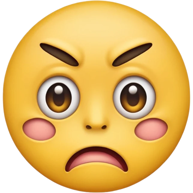 W shaped mouth but annoyed eyes on classic yellow circle emoji emoji