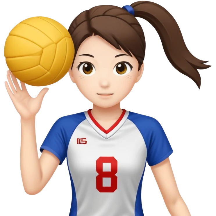 Japanese high school girl in sports uniform playing volleyball emoji