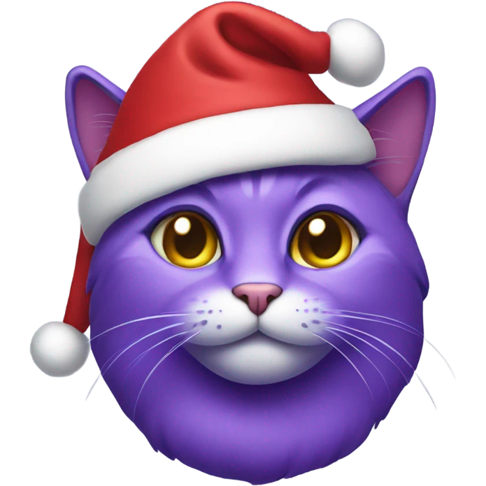 Purple cat wearing a Santa hat emoji