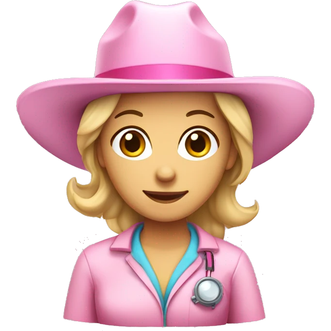 Caucasian Female Lab scientist with a pink cowgirl hat emoji