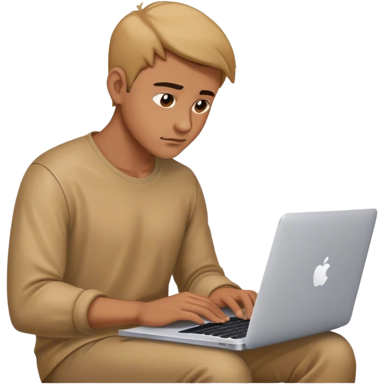 man working on his macbook laptop looking down emoji