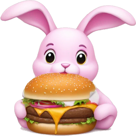 Pink bunny eating a burger  emoji