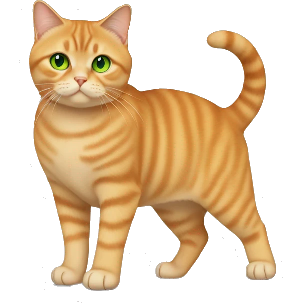 Full body orange British shorthair cat with green eyes emoji