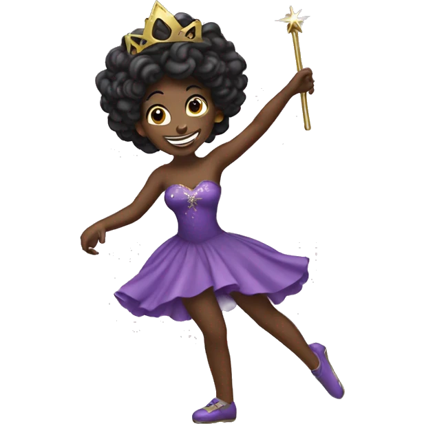 Black princess dancing with wand emoji