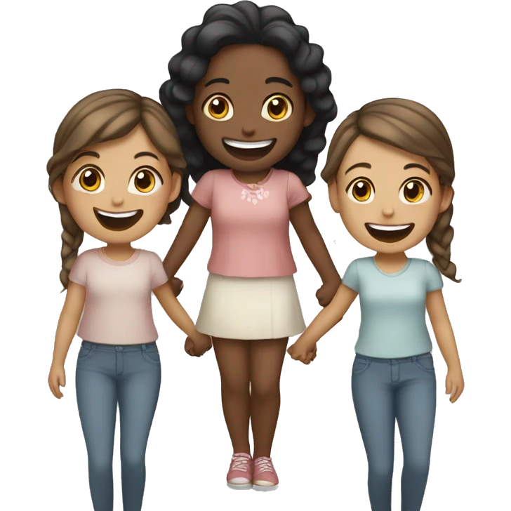 girls holding hands and laughing  emoji