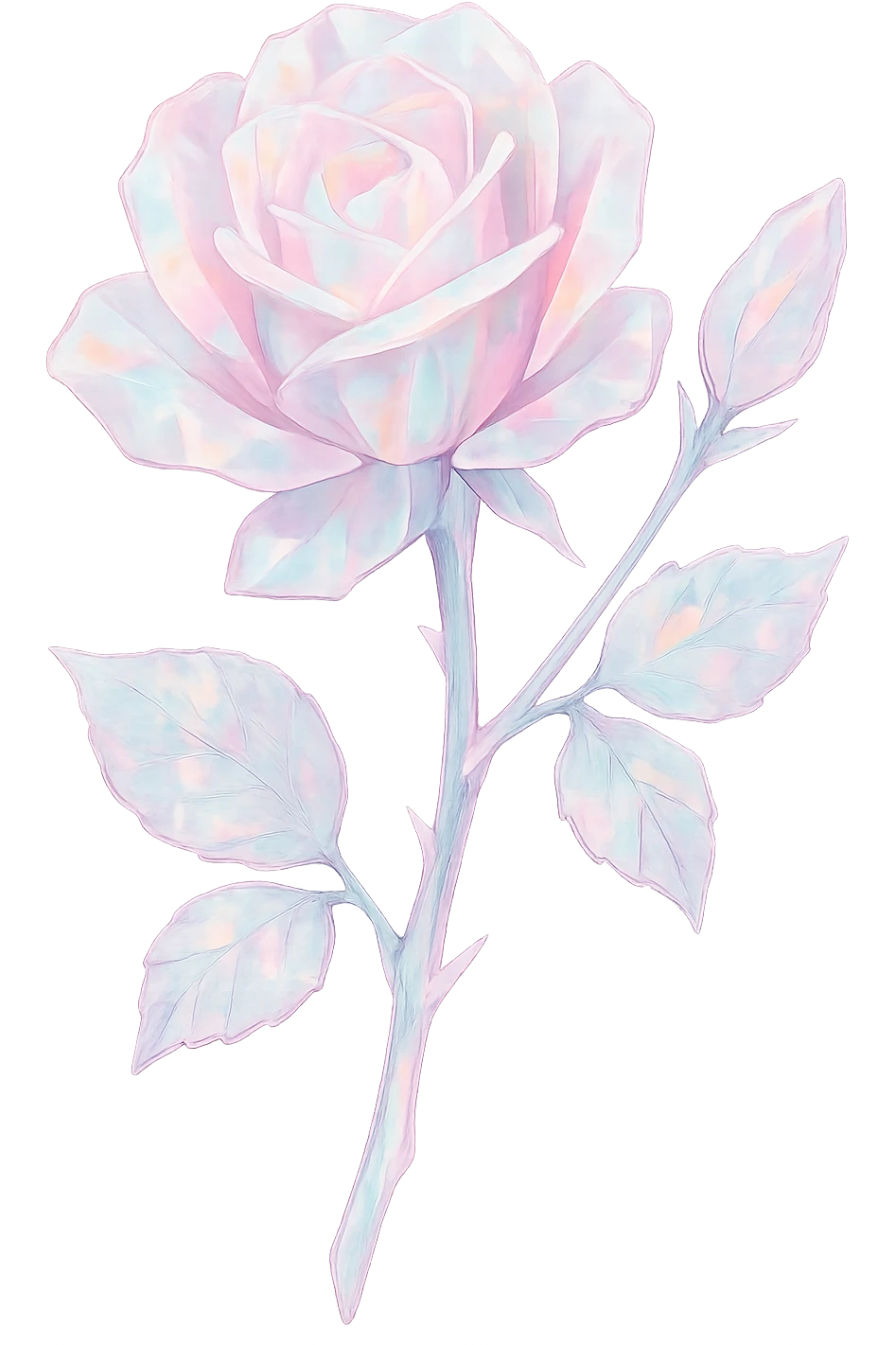girly Opal crystal rose flower, remove background emoji