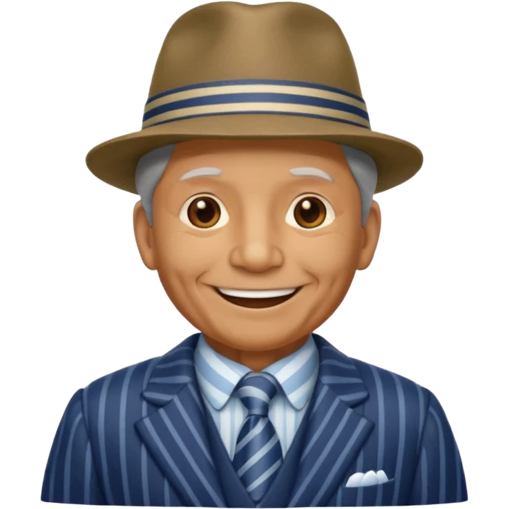 old weighted man with striped suit and felt hat emoji