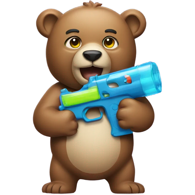 Bear holding a water gun emoji
