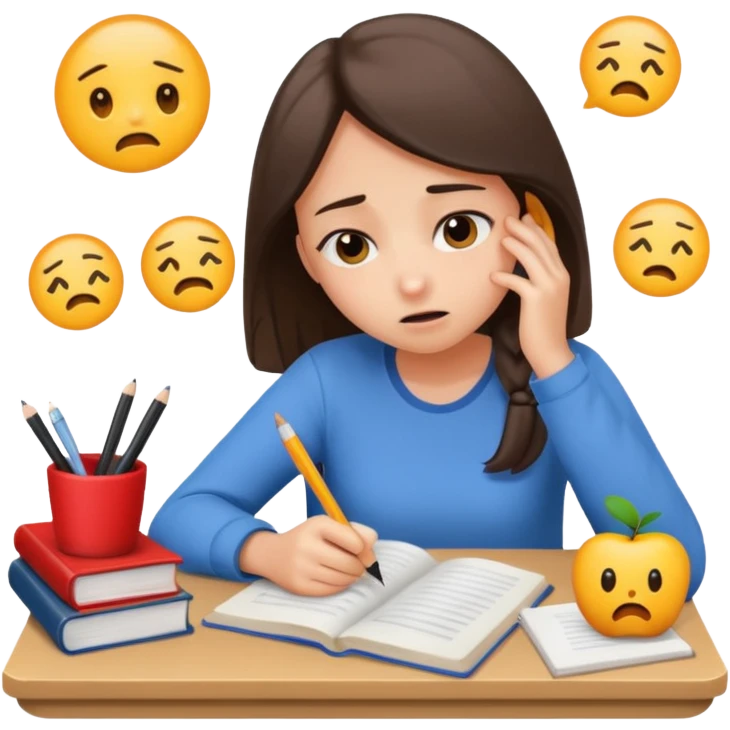 a girl stressing out studying  emoji