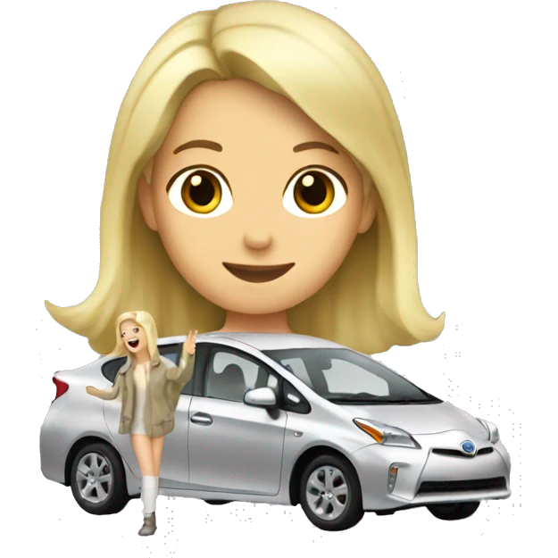 Blonde girl opening a silver Prius emoji