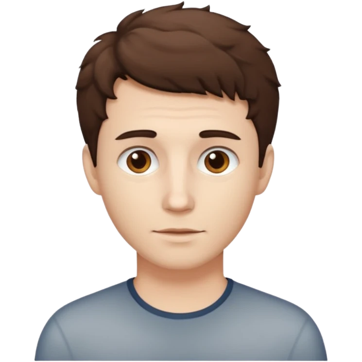 Create an emoji of a man with white skin and short brown but slightly curly hair emoji
