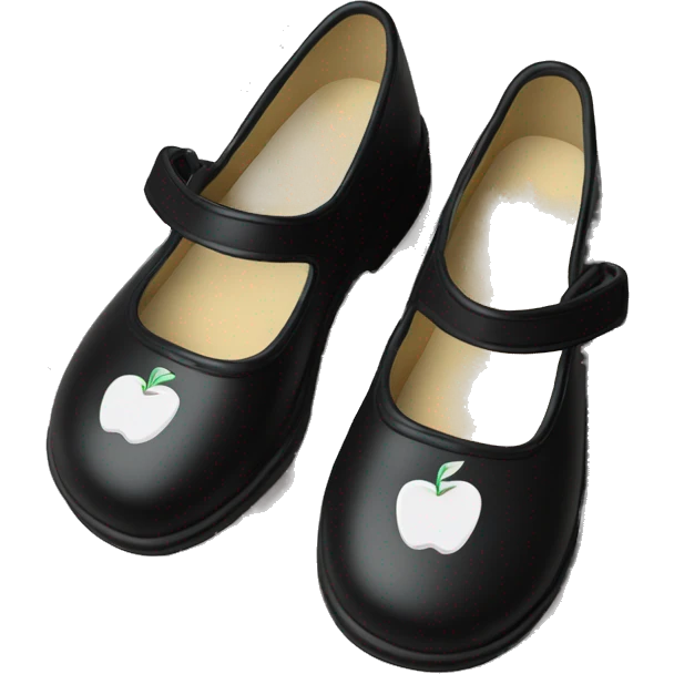 Apple emoji style Pair of Black Mary Jane’s flat schoolgirl shoes emoji