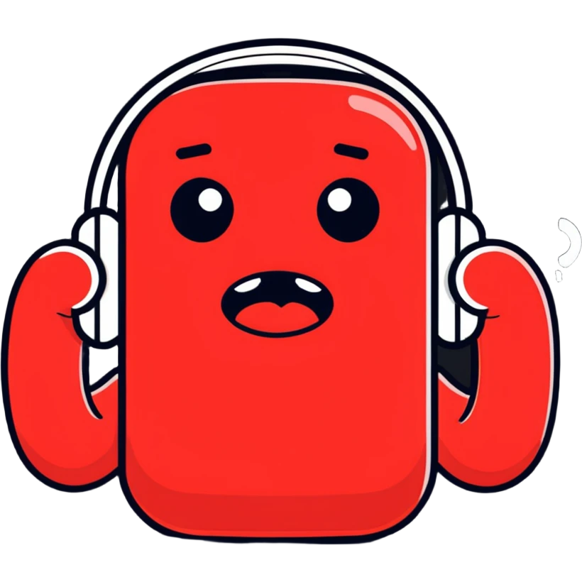 audio fan with red face from excitement, sweating, gripping a phone with an audio app, bulging eyes, vibrant sticker style emoji
