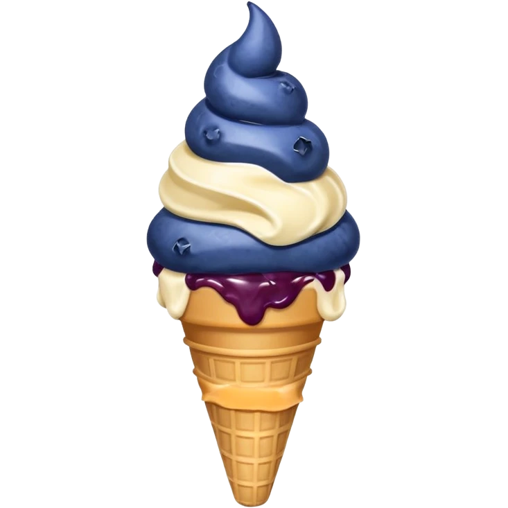 ice cream cone with blueberry scoop and a blueberry on top emoji