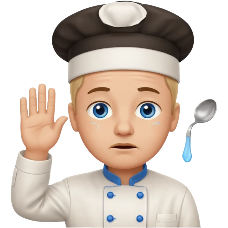 Chef saluting while crying blue eyes emoji