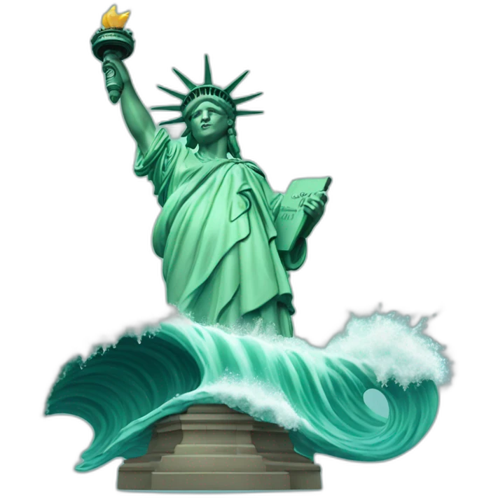 statue of liberty on a wave emoji