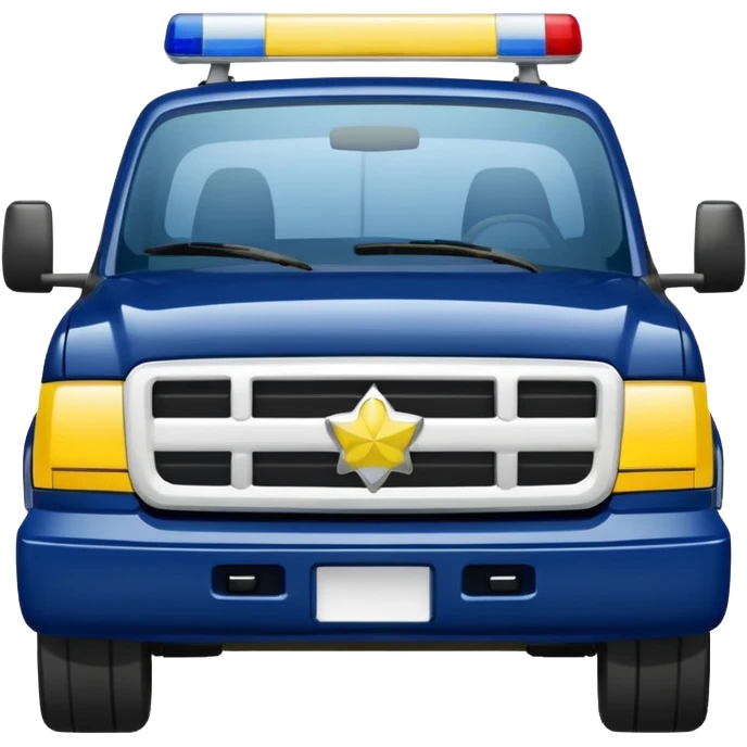 Police Pickup Truck with Body Color Is Navy, White And Lemon Yellow With number Is 02 With emoji