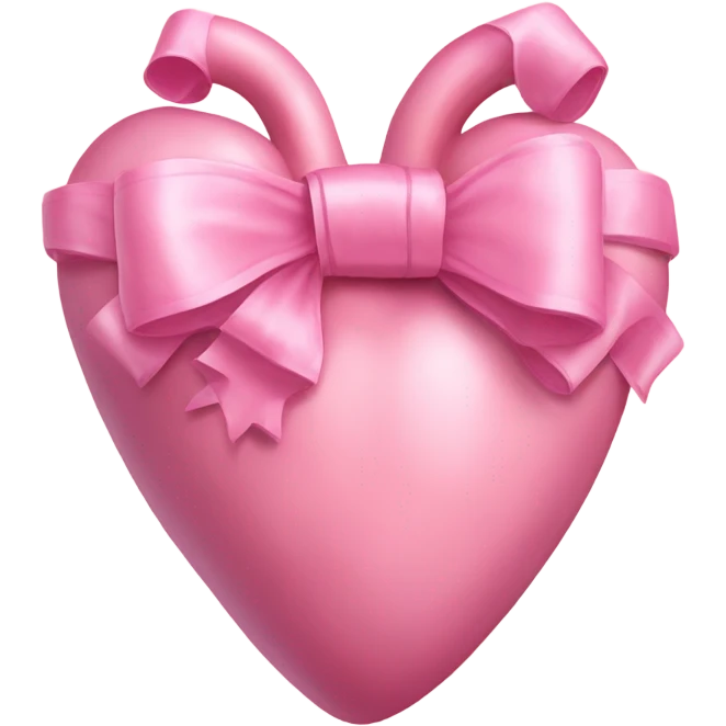 Pink anatomical heart pastel pink with pink bow on top of heart  emoji