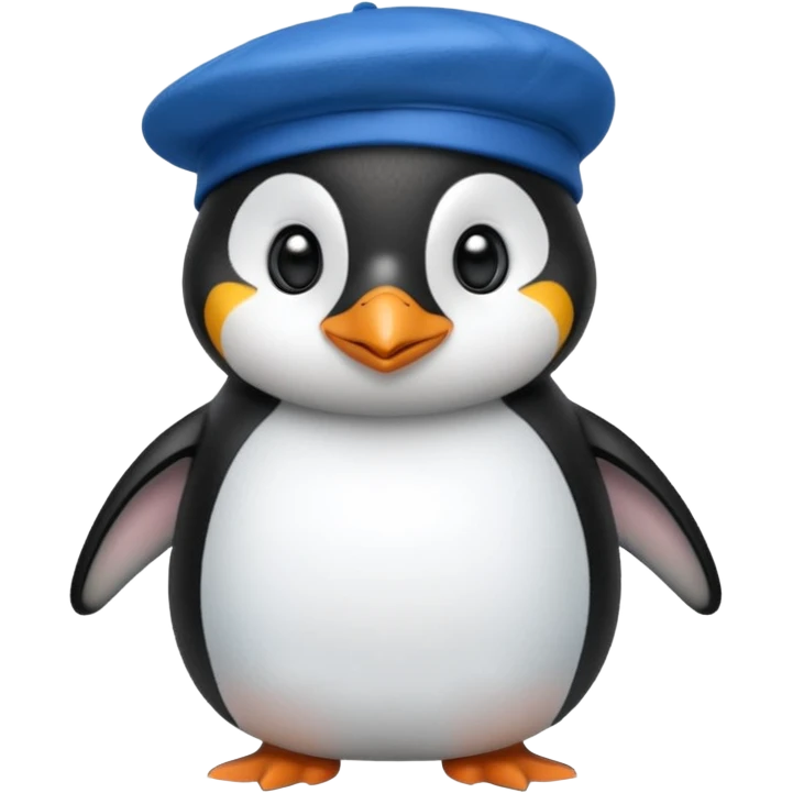 Penguin with blue beret hat emoji