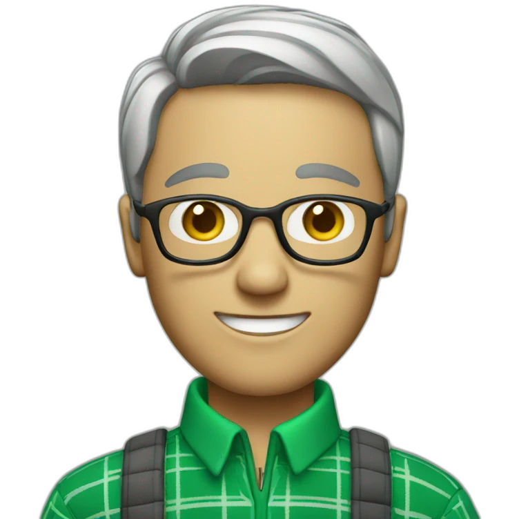 Man wearing green checkered jumper with shirt  emoji