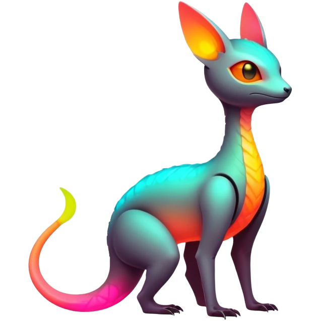 futuristic lush warm-colored neon-colored Fakémon-Trico-creature (full body) emoji