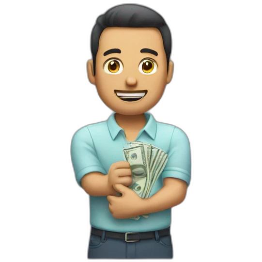 man spreading money down his forearm emoji
