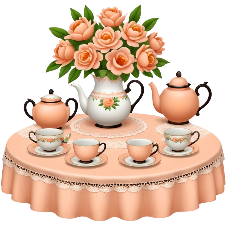 Peach colored tea party table setting emoji