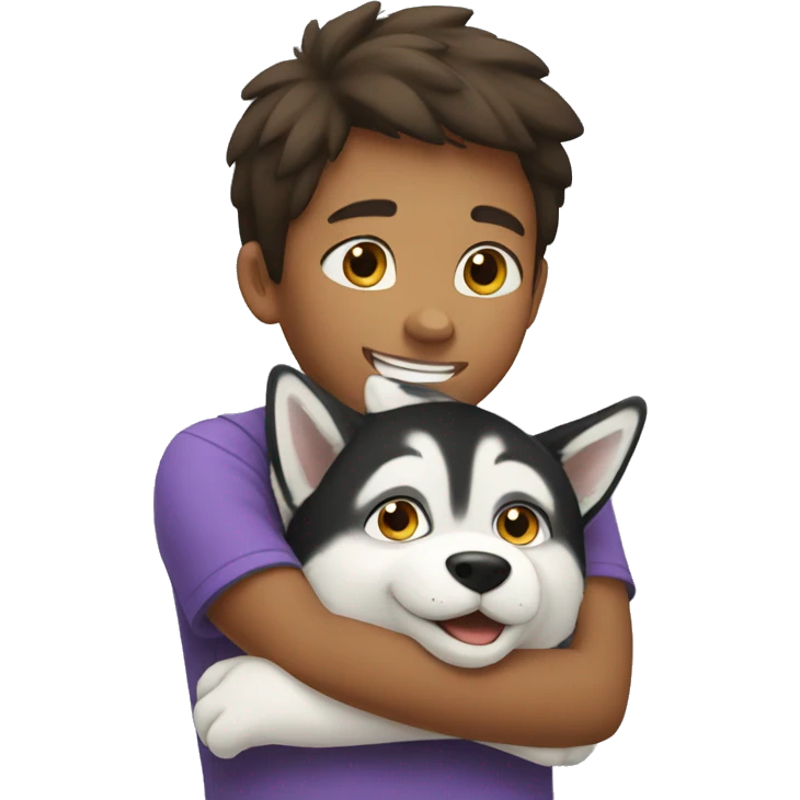kid is hugging  husky  emoji