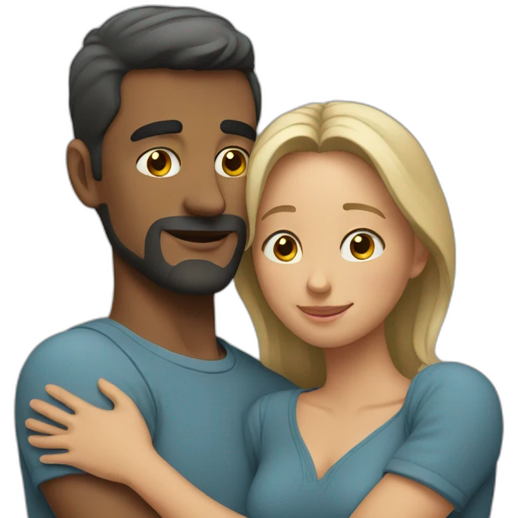 Man hugging woman from behind emoji