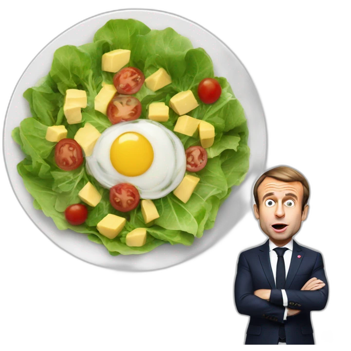 Emmanuel Macron mange une salade emoji