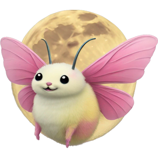 Fluffy Rosy maple moth moon tattoo emoji