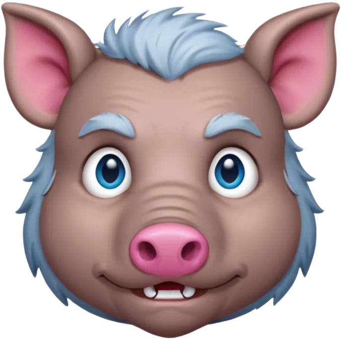 boar face, blue eyes, pink nose emoji