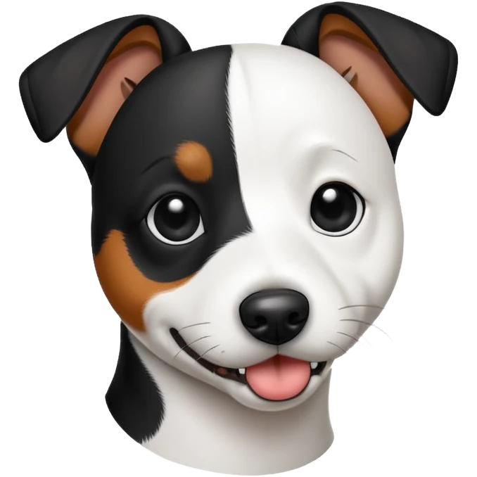 Jack russell black and white showing butthole emoji