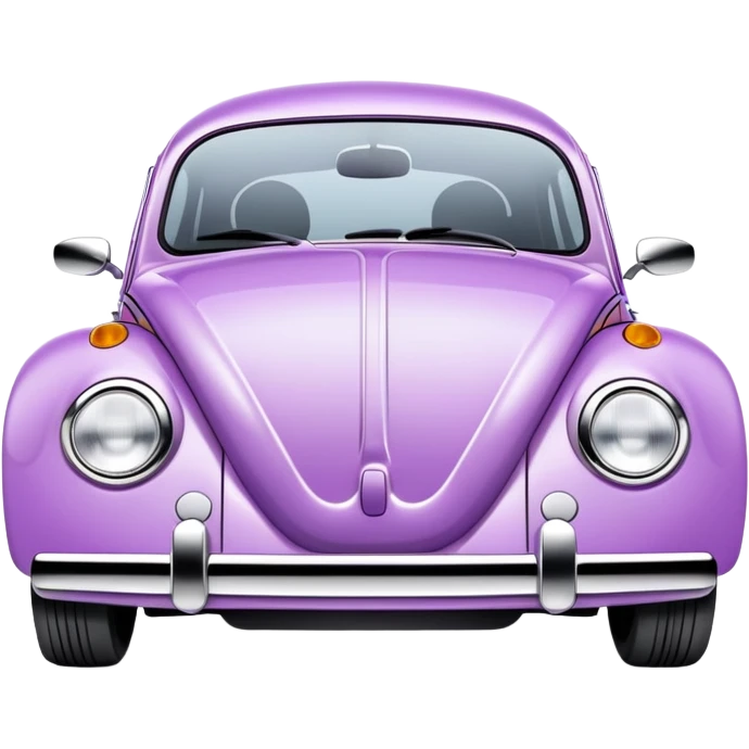 lilac Volkswagen new-beetle front license plate says brat emoji