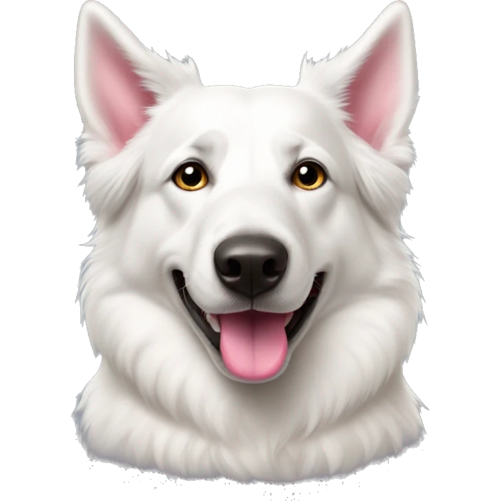 White Swiss Shepherd with a pink nose emoji