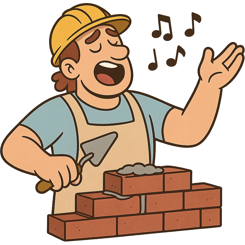 bricklayer singing emoji