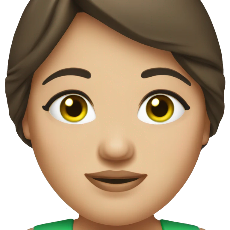 Brunette,green eyed chubby woman emoji