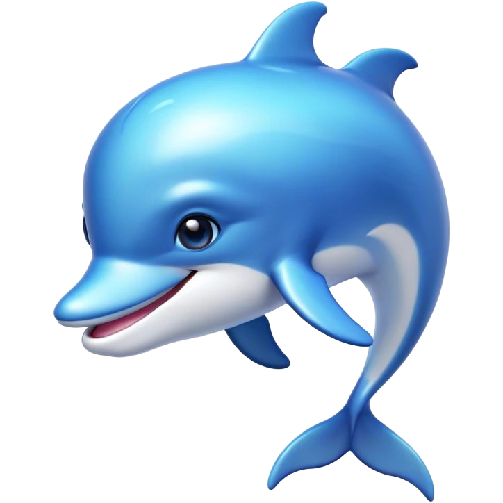 Beautiful and Majestic Dolphin Portrait Emoji, Radiating serene elegance and adorable charm with a graceful, streamlined form and luminous, glossy blue skin that shimmers under the sun, gentle, expressive eyes and a soft, content smile, Simplified yet exquisitely endearing features, highly detailed, glowing with a soft, majestic aquatic light, high shine, calm and enchanting, stylized with an air of timeless oceanic beauty, soft glowing outline, capturing the essence of a beautiful and majestic dolphin that embodies the pure magic of the sea! emoji