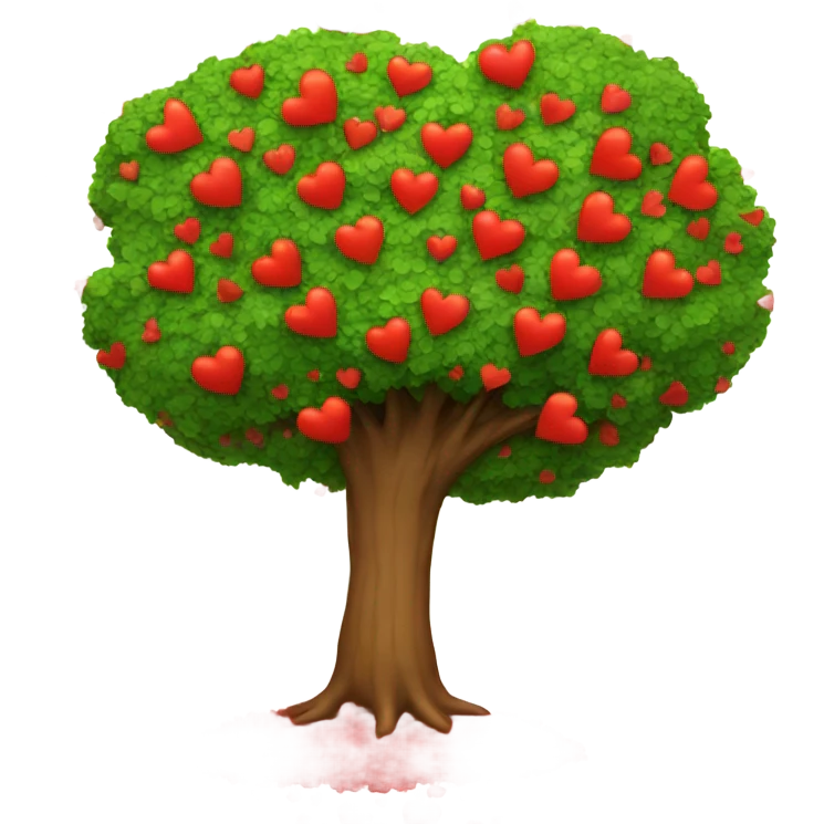red hearts tree emoji