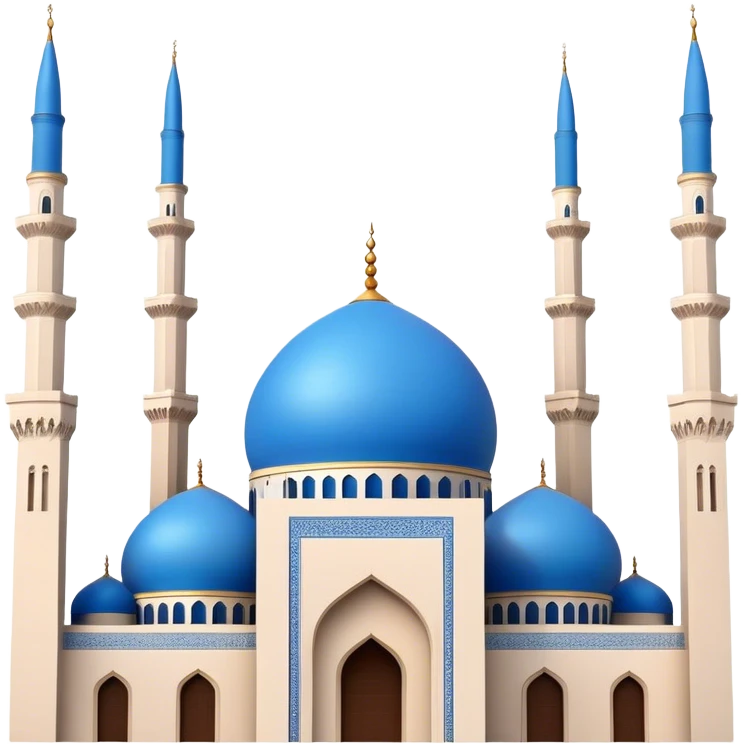 Realistic Mohammad Al-Amin Mosque Landmark Emoji, highlighting its striking blue dome, tall minarets, and elegant Arabic calligraphy. emoji